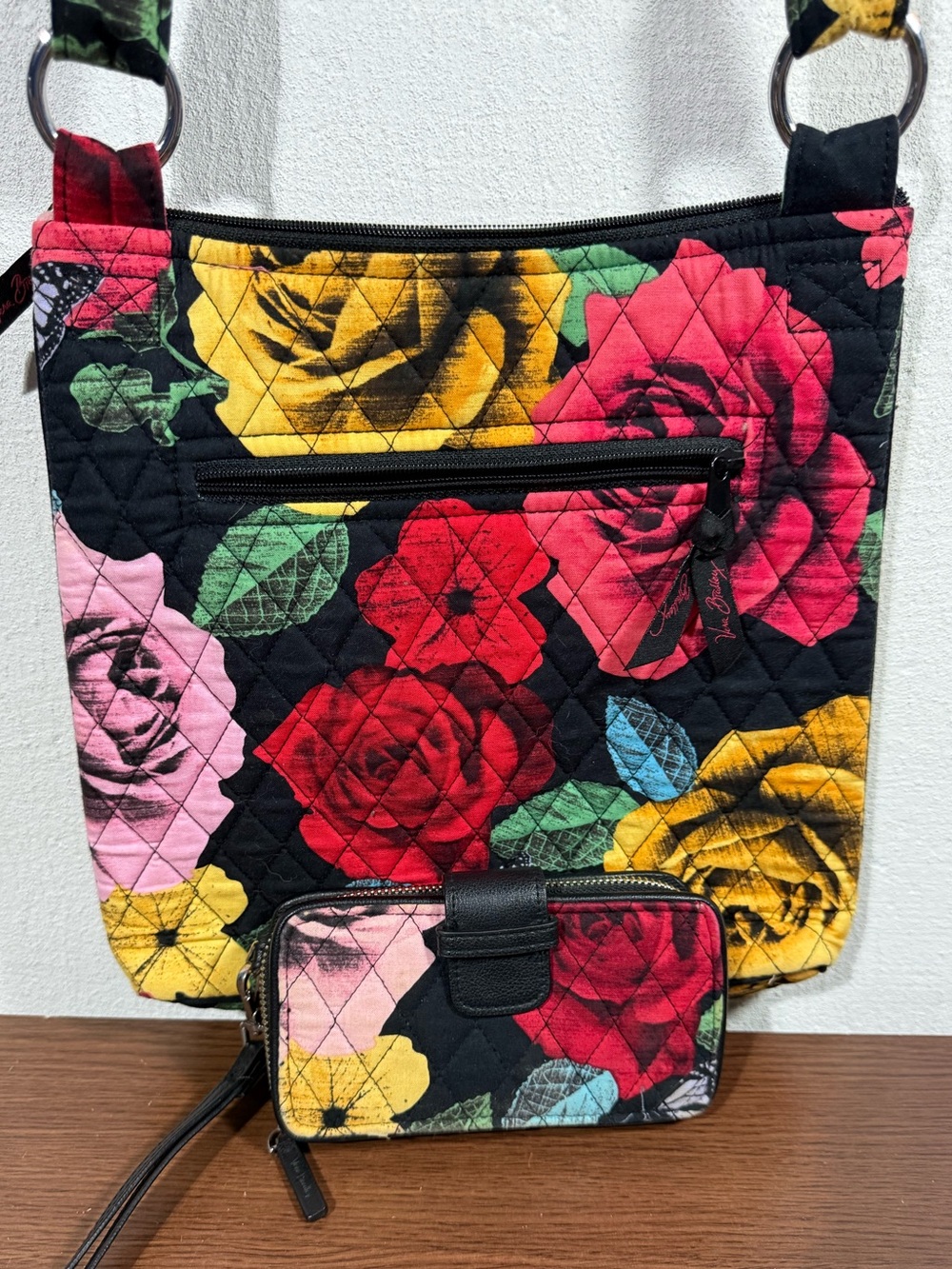 Vera Bradley Hipster Crossbody and Wallet Wristlet Havana Rose